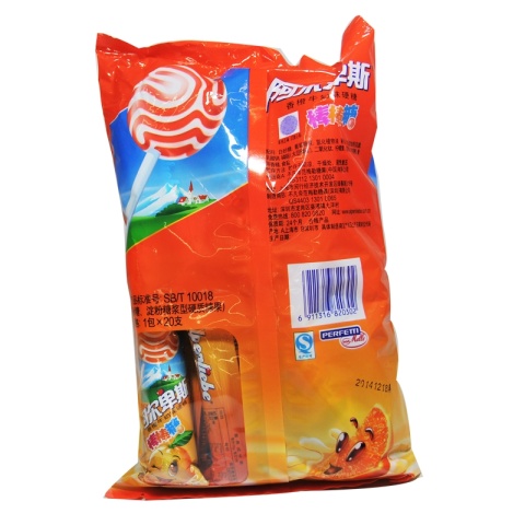 阿尔卑斯香橙牛奶味棒棒糖200g*24袋